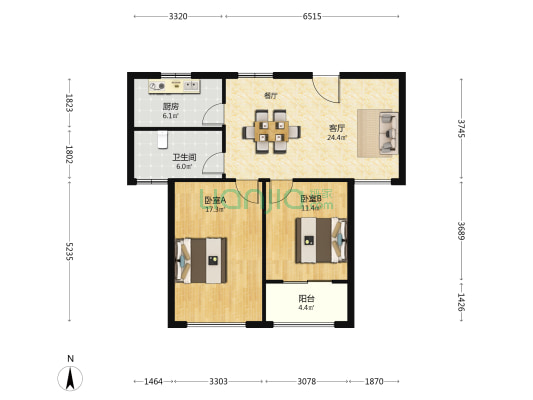 建安佳苑 2室1厅1卫 95平方