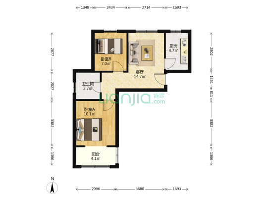美罗家园宝欣苑八村 2室1厅1卫 62平方