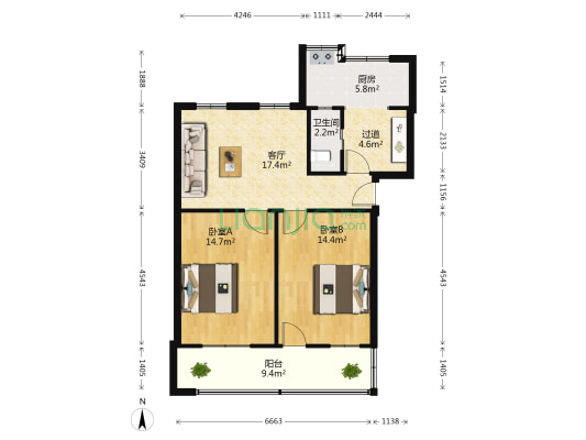 华安社区二区 2室1厅1卫 77平方