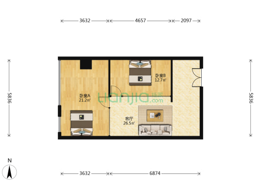 万达尊 2室1厅0卫 89平方