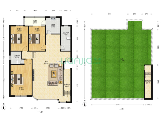 水城花园西区 3室1厅2卫 157平方