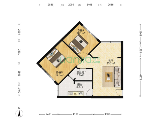 长天路8号社区 2室1厅1卫 70平方