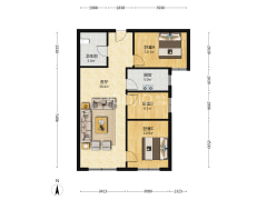 精装修 家具家电齐全 房本满二 中间楼层-涿州高铁新干线户型图