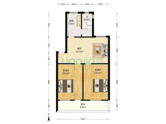 南湖公寓 2室1厅1卫 79平方