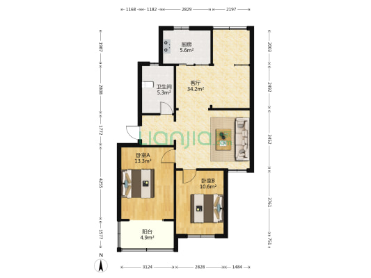 教工新寓西苑 2室1厅1卫 86平方