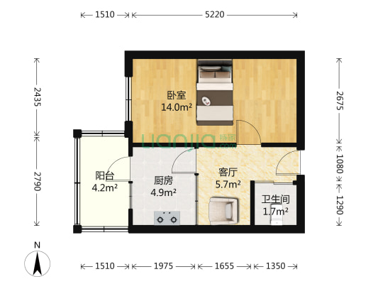 水利小区(道外区) 1室1厅1卫 36平方
