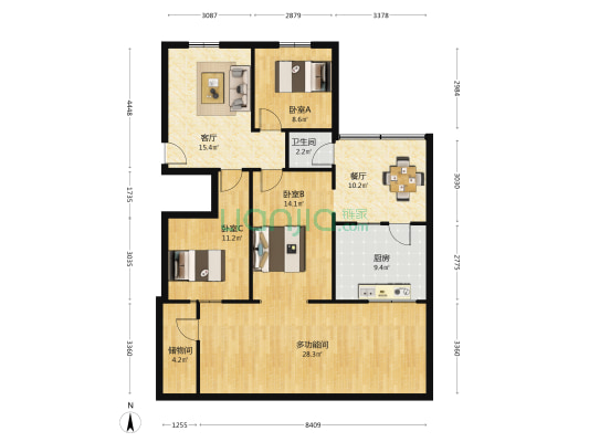 东六道巷6号 4室2厅1卫 66平方