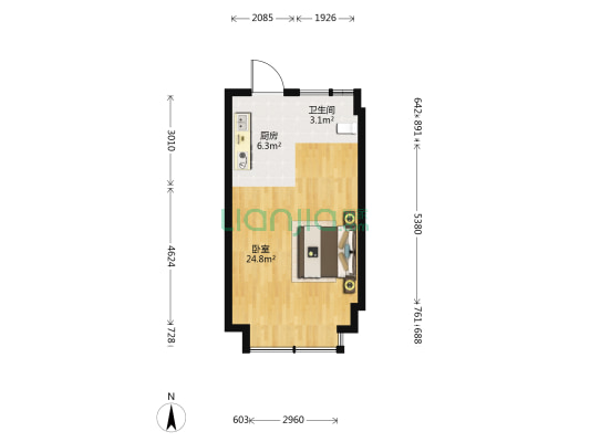 万家广场 1室0厅1卫 48平方