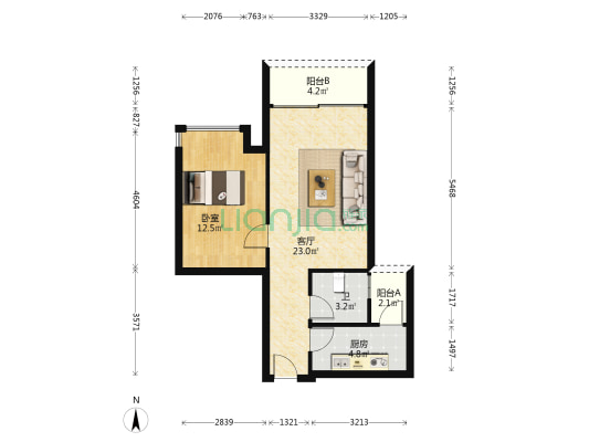 林和邨 1室1厅1卫 65平方