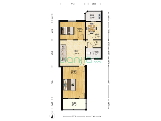 西体分场小区 2室2厅1卫 70平方