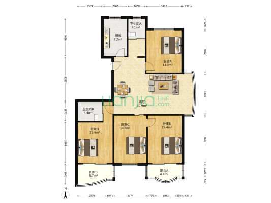 金禾嘉苑 4室1厅2卫 154平方