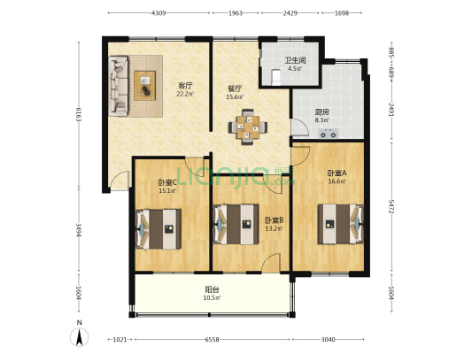 南昌财政局宿舍 3室2厅1卫 111平方