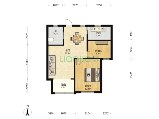 义蓬名苑 2室1厅1卫 73平方