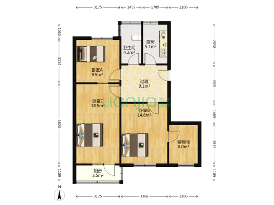 菜王南街47号院 3室0厅1卫 85平方
