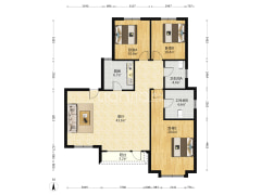 满二洋房 前后露台 小区中间 3居2卫 东户-涿州高铁新干线户型图