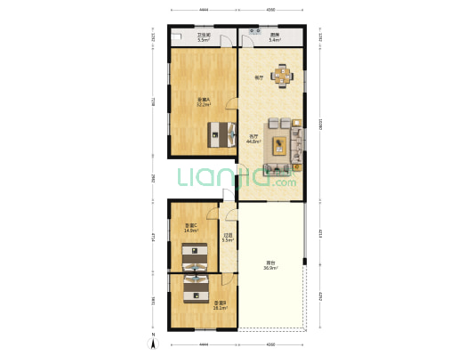 三角公园 3室1厅1卫 506平方