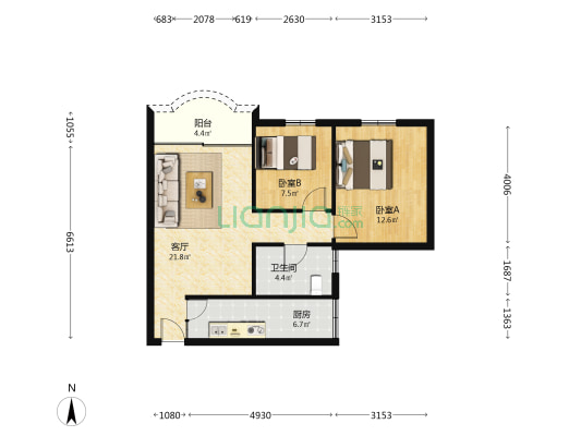金龙花园 2室1厅1卫 63平方