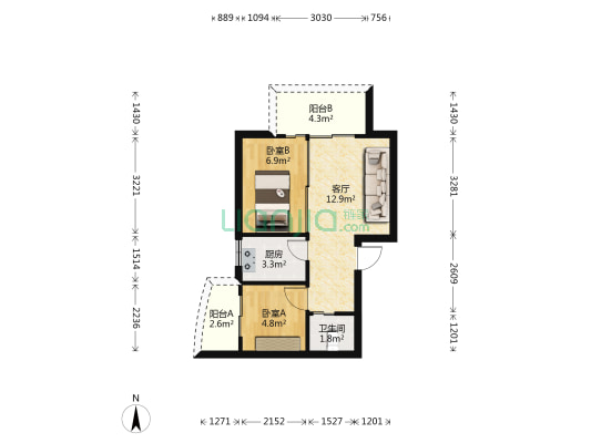 鼓楼人家B区 2室1厅1卫 42平方