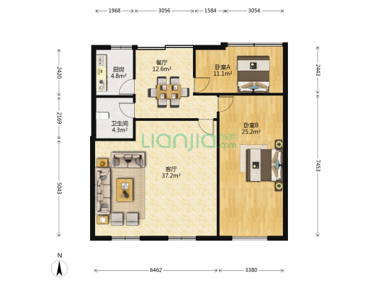 人民东路68号 2室2厅1卫 132平方