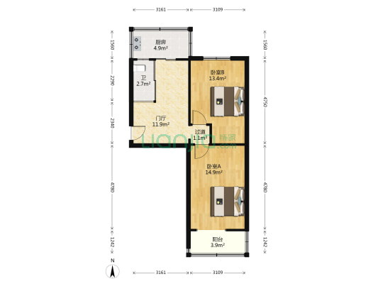 交大楼东区 2室0厅1卫 59平方