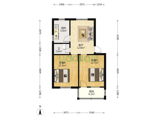 麦园路17号 2室1厅1卫 70平方