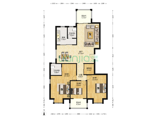 尚东紫郡 3室1厅2卫 142平方