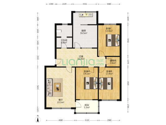 国税局家属楼 3室1厅1卫 136平方