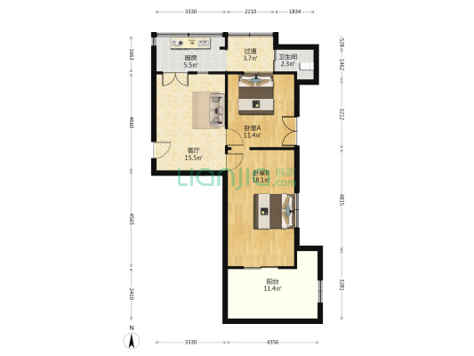 滨河街4号 2室1厅1卫 61平方