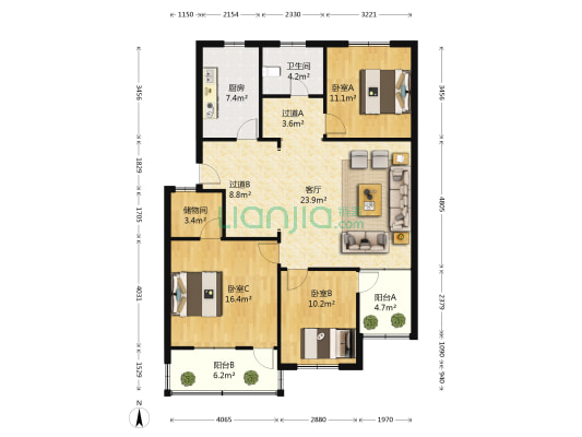 电业局安装公司家属院 3室1厅1卫 112平方