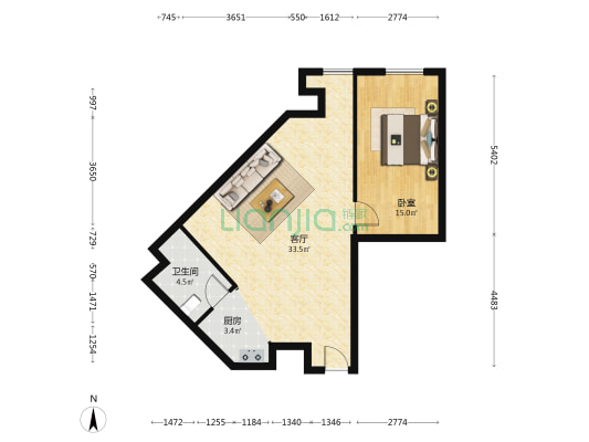 第一商城 1室1厅1卫 82平方