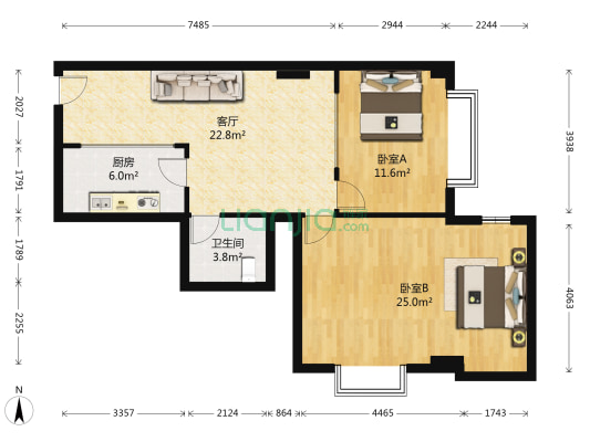 田园公寓 2室1厅1卫 120平方