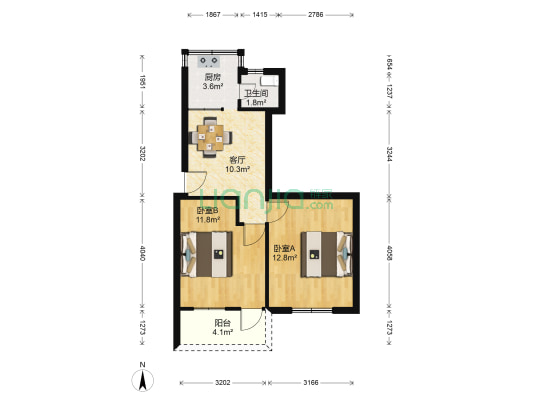 镬子山社区 2室1厅1卫 50平方