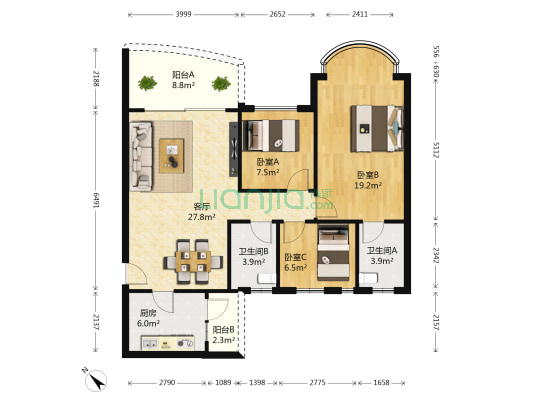 碧桂园凤凰城凤仪苑 3室1厅2卫 99平方