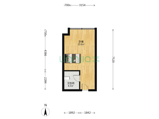 交悦投资广场 1室0厅1卫 39平方