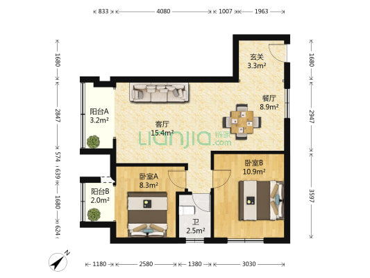 昌泰大厦 2室2厅1卫 76平方