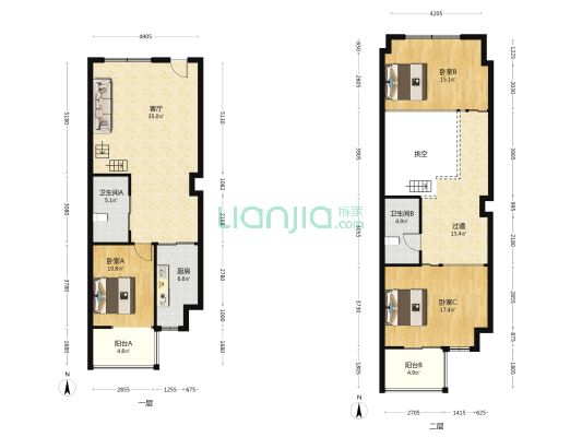 大汉富邦 3室1厅2卫 161平方