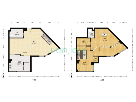新京大厦 2室1厅2卫 80平方
