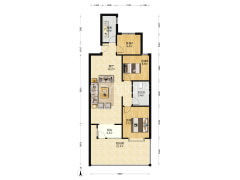 一层带小院南北通透大三居，采光视野好-涿州四季橙小区户型图