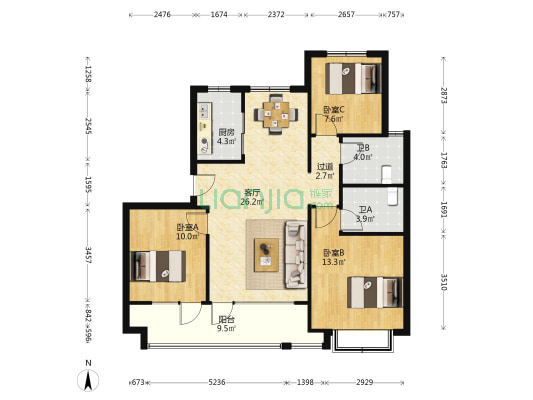 越秀和悦府 3室1厅2卫 103平方