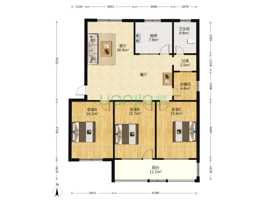 山东联盟化工集团有限公司第二生活区 3室1厅1卫 143平方