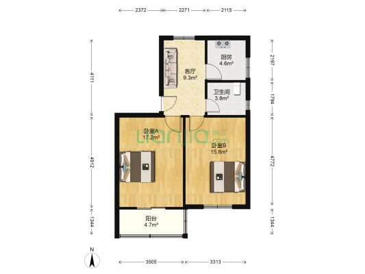 孝闻街140号小区 2室1厅1卫 72平方
