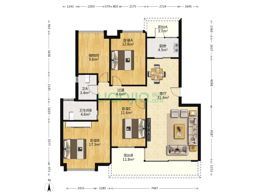会展世界城 3室1厅2卫 140平方