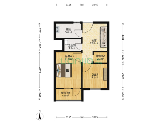 四牌楼供电小区 2室1厅1卫 62平方