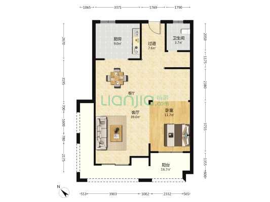联投汉口郡四期御湖 1室1厅1卫 180平方