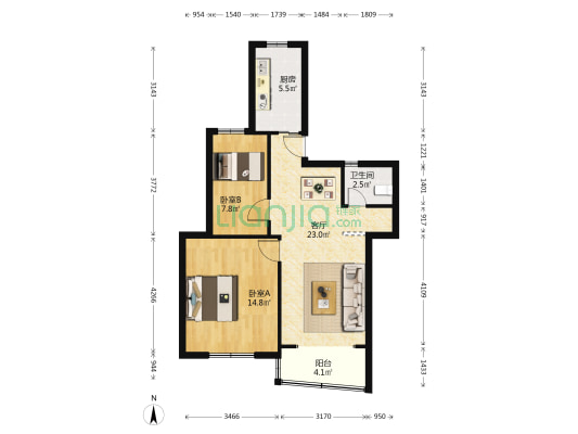 嘉宏公寓 2室1厅1卫 73平方
