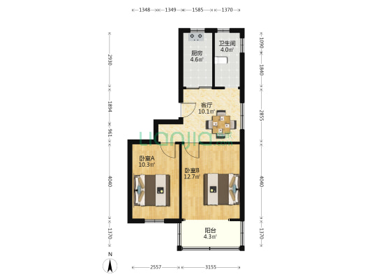 光明东村三期 2室1厅1卫 60平方