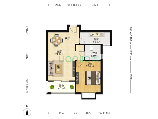 天台别韵 1室1厅1卫 65平方