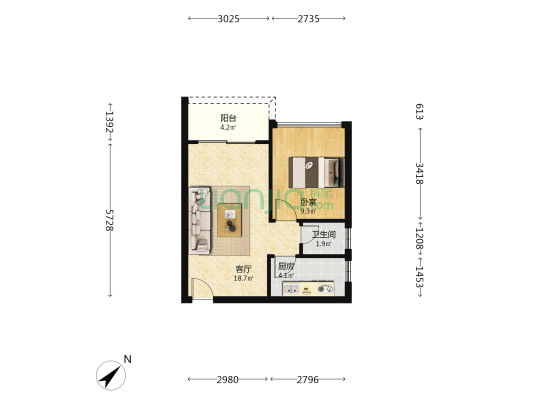 丰荟公馆 1室1厅1卫 55平方