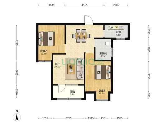 房投汉江水畔文澜里 2室1厅1卫 89平方