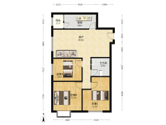 好楼层 无遮挡 西南向 三居室-涿州翡翠滨江户型图